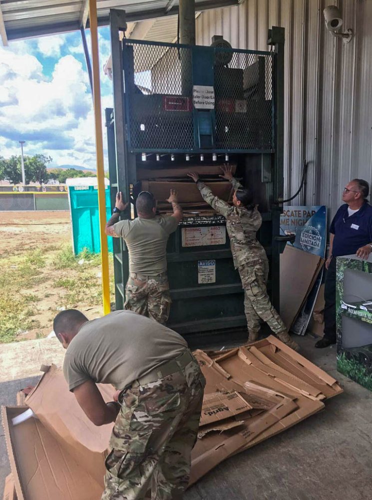 Cardboard recycling at Camp Santiago, Puerto Rico