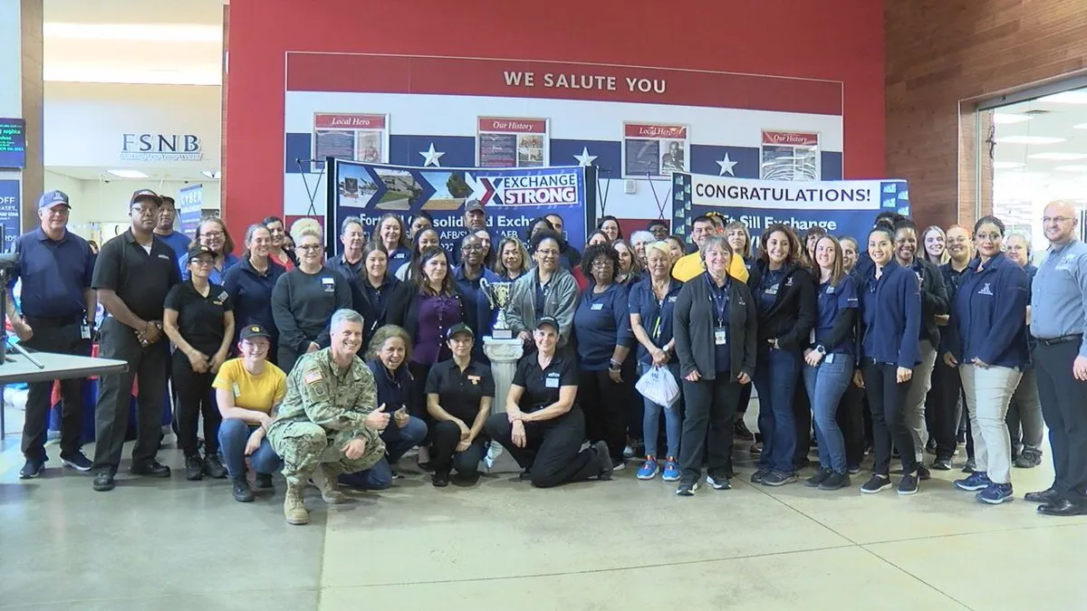 Associates at the Fort Sill Exchange pose for a group photo in the main PX mall.