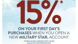 New MILITARY STAR cardmembers can save even more this summer with 15% off first-day purchases from July 21 through July 27.