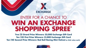 Army & Air Force Exchange Service shoppers can enter to win one of 22 prizes in the Red Bull Exchange Gift Card Sweepstakes from Sept. 1 through Oct. 31.