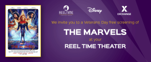 The Army & Air Force Exchange Service and Marvel Studios will offer complimentary screenings of “The Marvels” on Veterans Day, Nov. 11, at all Reel Time Theater locations worldwide.