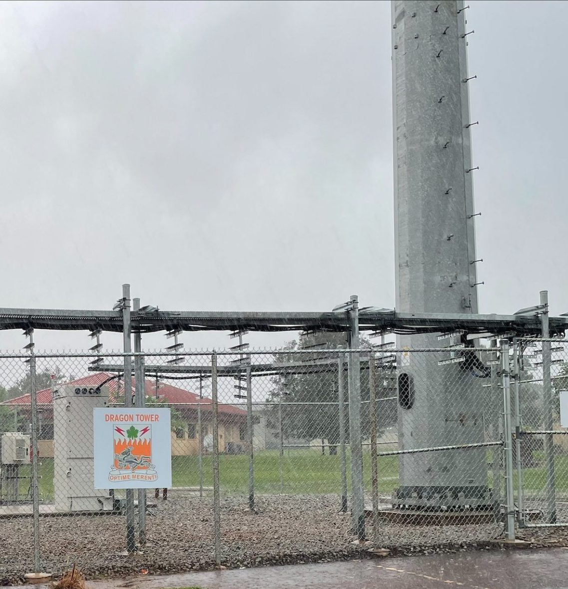 Front of "Dragon" cell tower at Helemano Military Reservation, Hawaii