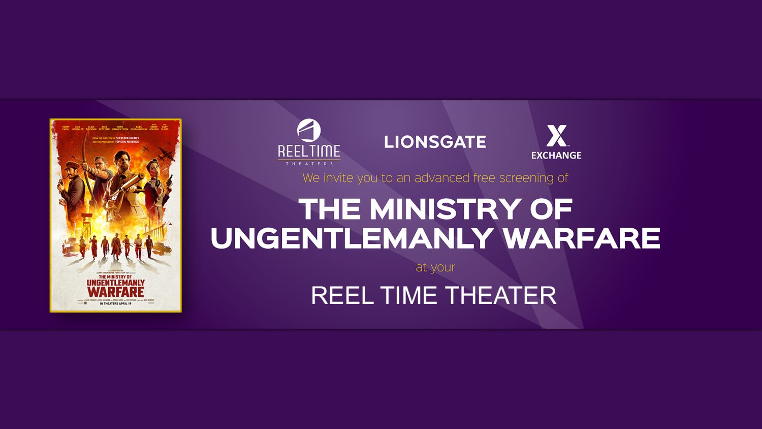 The Army & Air Force Exchange Service and Lionsgate are offering a free advance screening of “The Ministry of Ungentlemanly Warfare” on April 13 at Reel Time Theaters worldwide.