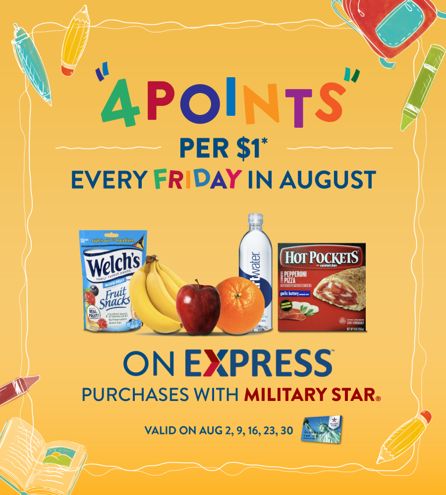 Score Double Points Fridays in August on All MILITARY STAR® Purchases at the Express