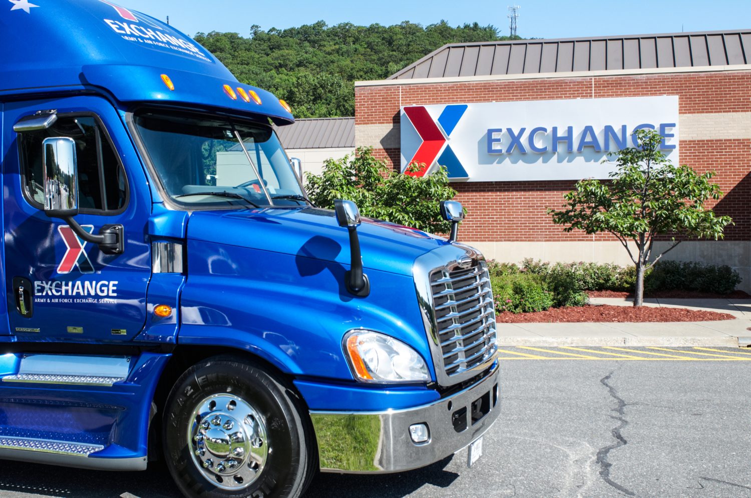 Exchange truck parked in front of Exchange store