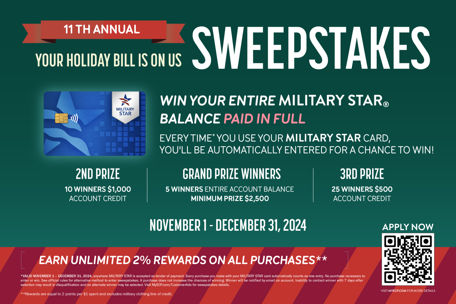 It’s almost the most wonderful time of year, and MILITARY STAR is making the holidays extra special by paying off balances in full. Every time shoppers use their MILITARY STAR card, they’ll be automatically entered into the 11th annual Your Holiday Bill Is On Us Sweepstakes. 