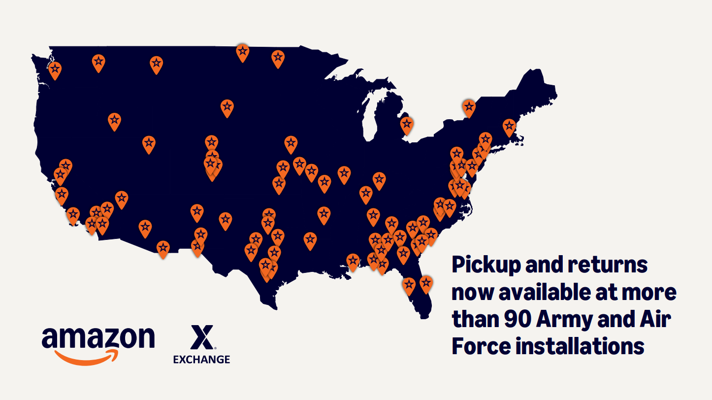 Amazon pickup and return locations at CONUS Exchanges