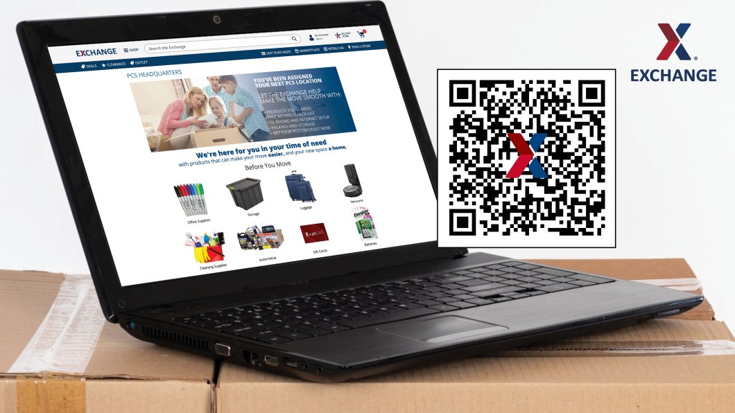 Open-face laptop with Exchange PCS Guide website displayed