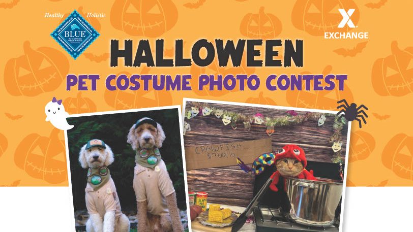 From Oct. 1 through Oct. 31, authorized Exchange shoppers 18 years or older worldwide can submit a photo of their pets in their Halloween finest at ShopMyExchange.com/Sweepstakes for their chance to win a share of $3,000 in gift cards.