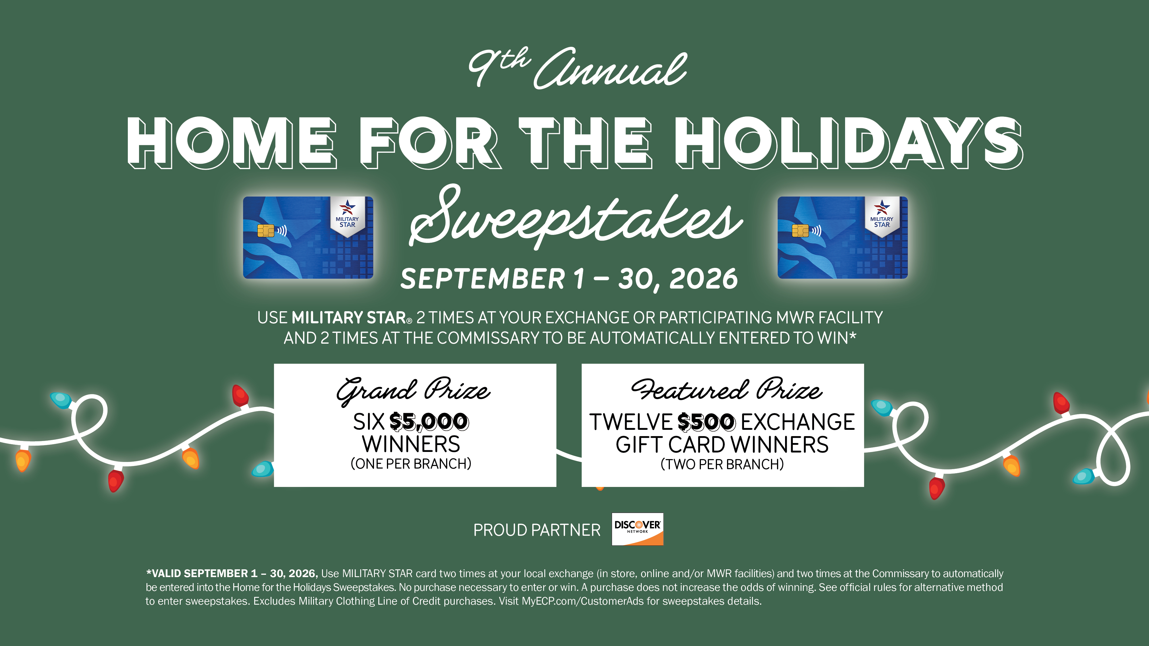 MILITARY STAR’s Home for the Holidays Sweepstakes Returns With $36,000 in Prizes